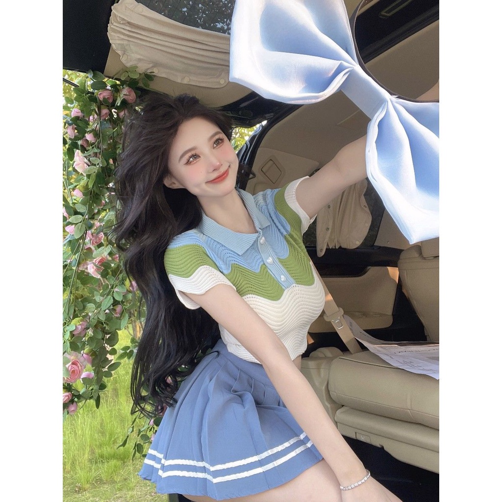 Áo Len Ngắn Tay Phong Cách Hàn Quốc Thời Trang Mùa Hè Hàng Mới Dành Cho Nữ