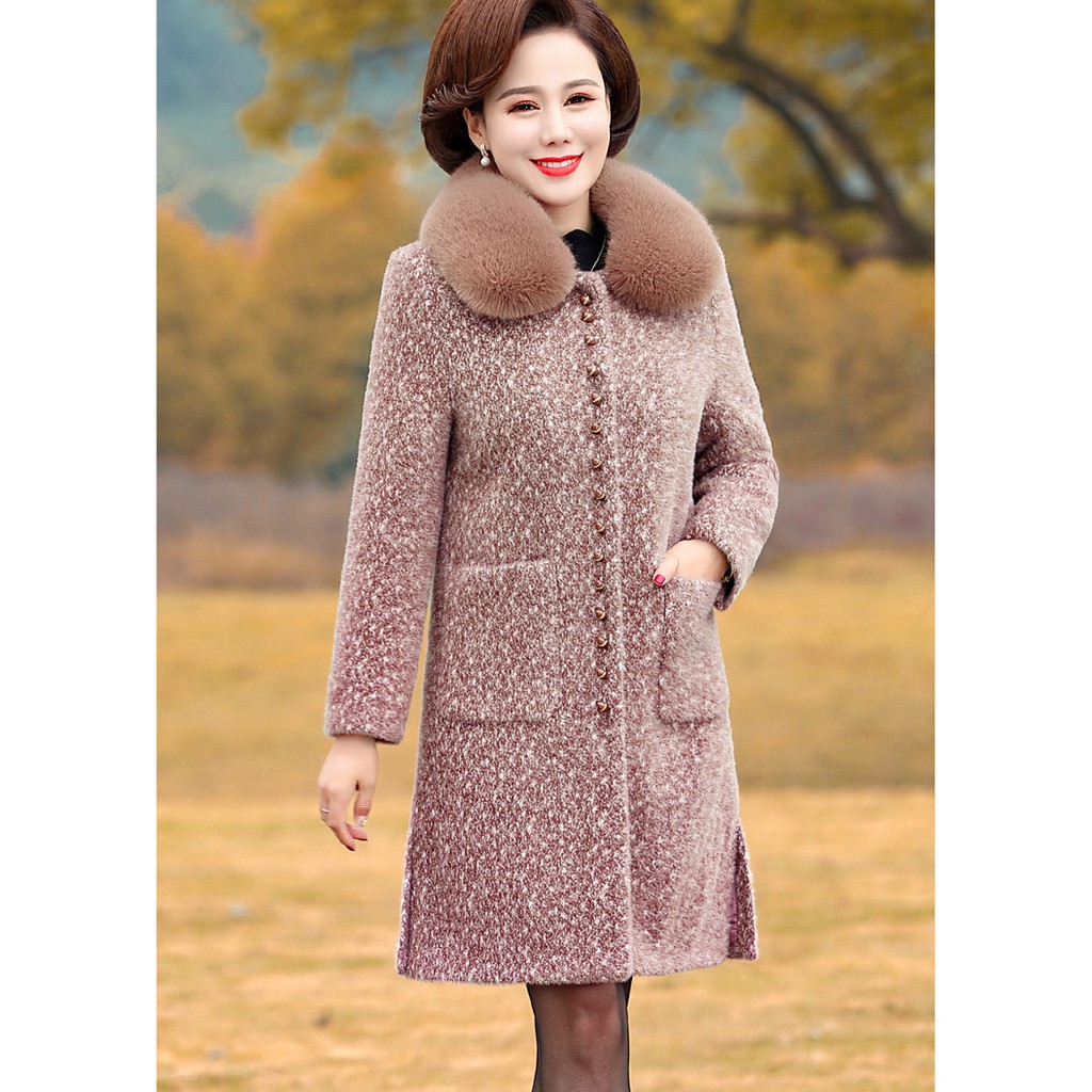 Áo khoác trung niên lông chồn cao cấp cho mẹ | BigBuy360 - bigbuy360.vn