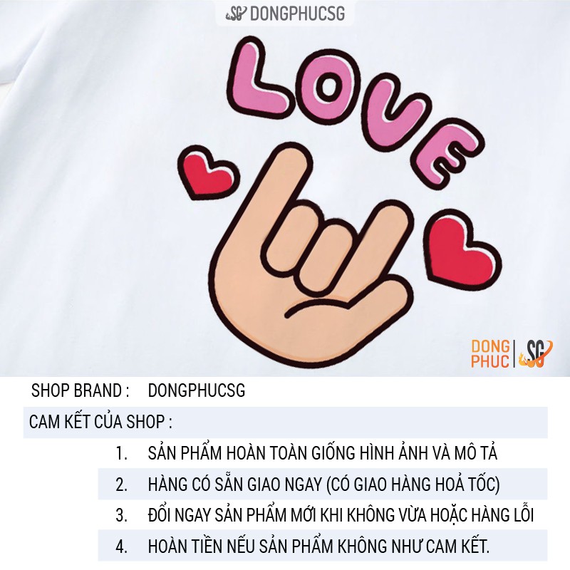 Áo gia đình Love Đồng phục gia đình 3/4/5 người giá rẻ Thun cotton dày dặn Màu trắng GD307T