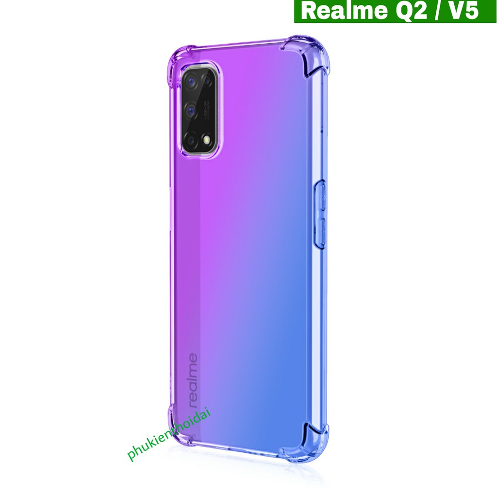 Ốp lưng Oppo Realme Q2 / Realme V5 dùng chung dẻo đa sắc lồi 4 góc