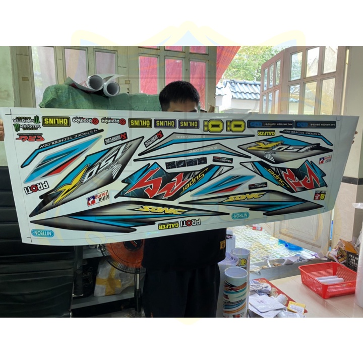 ( Quí khách vui lòng mang ra tiệm cho thợ dán ) Tem sonic 150 xanh đen RS