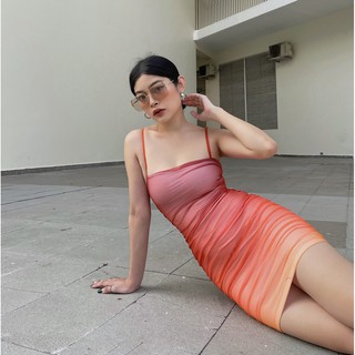 Đầm hai dây Gradient cam nữ nổi bật BLMDE