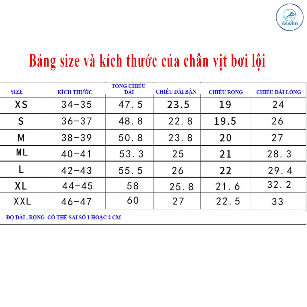 Chân vịt bơi lặn, dùng cho tập bơi, lặn biển, hồ bơi, dùng cho người lớn