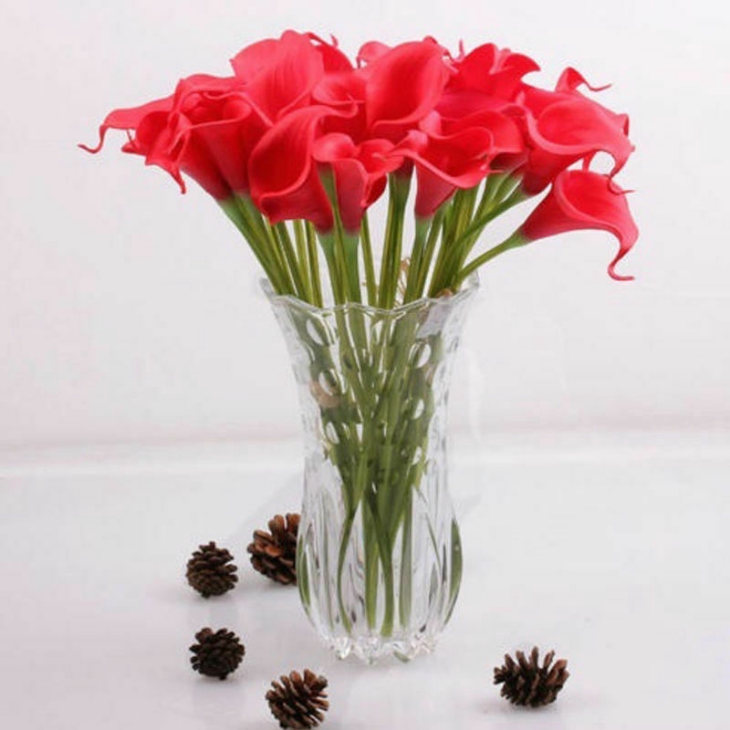 Set 10 hoa lily nhân tạo được làm từ latex dành cho trang trí tiệc cưới
