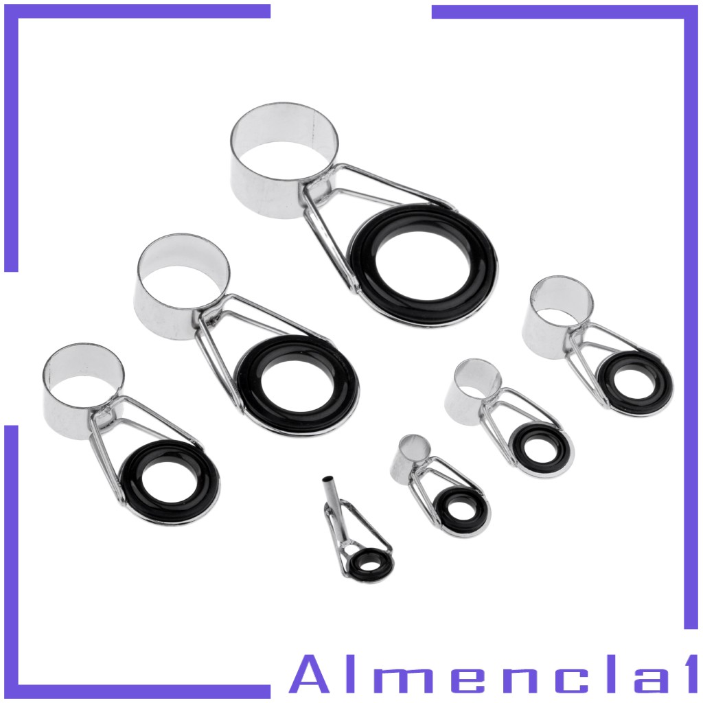 Bộ 7 vòng khoen dẫn dây câu cá bằng thép không gỉ