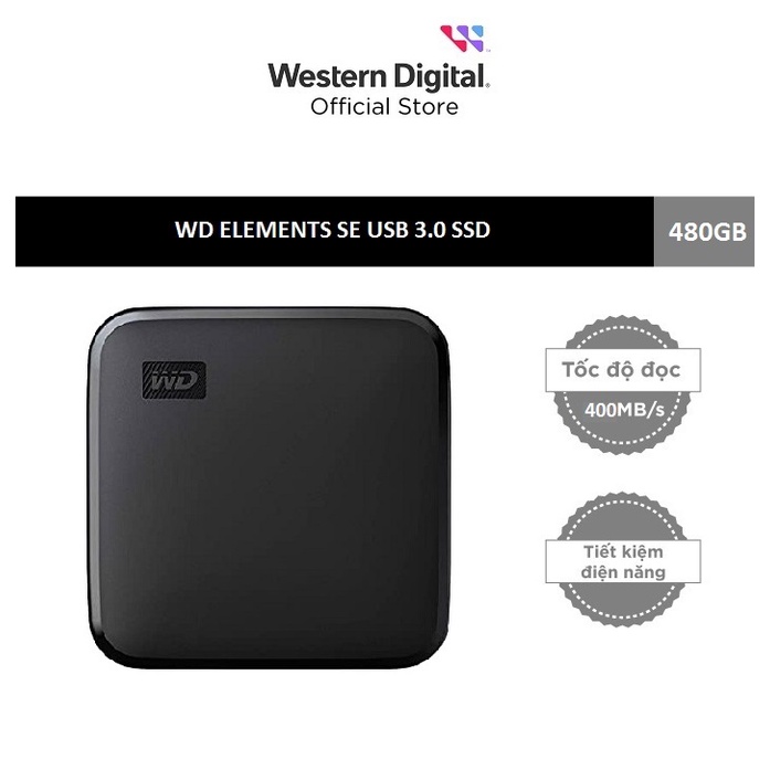 Ổ cứng di động 480GB External SSD Western Digital Elements SE USB 3.0 (WDBAYN0020BBK-WESN)