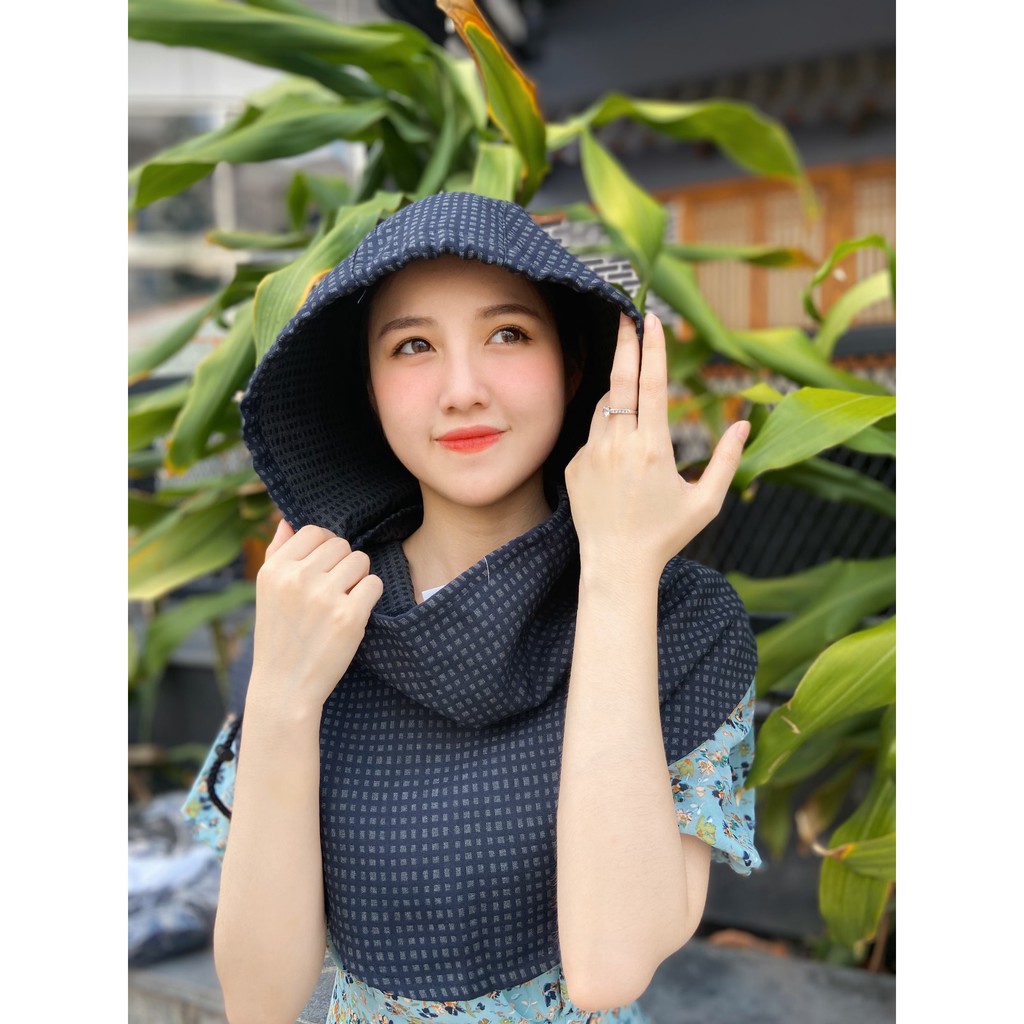 [Độc Quyền] Khăn Đa Năng Thời Trang Chống Nắng Chống Dịch Cao Cấp - Hình + Video Thật - Màu Xanh Đen Caro