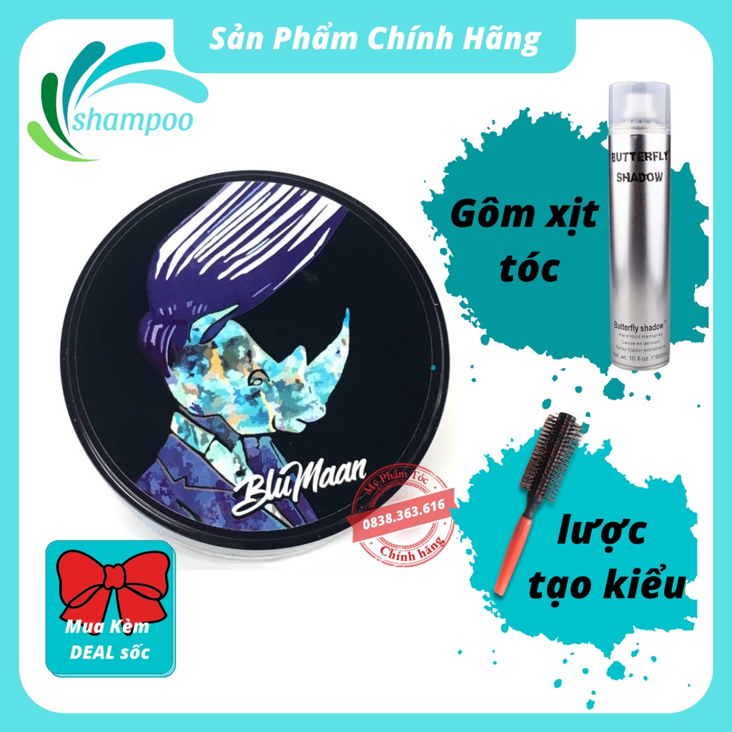 Sáp vuốt tóc tạo kiểu cao cấp bóng mượt BLUMAAN keo vuốt tóc nam nữ tê giác xanh