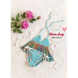 (SALE HÀNG CÓ SẴN) BỘ BIKINI LEN MÓC TUA RUA CỰC XINH CHO BÉ