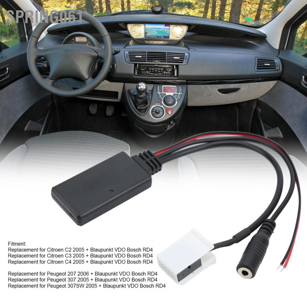 Spring061 Car Bluetooth5.0 Wireless Module Black Handsfree Mic Replacement for Citroen C2 C4 C5 C6 C8