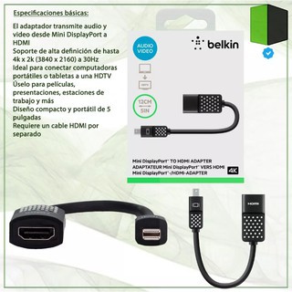 Dây cáp Belkin Mini DisplayPort to HDMI Adapter 4k -12cm/5IN - màu đen