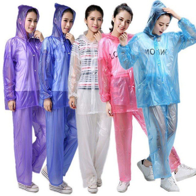 Áo mưa bộ chui đầu loại dày, bộ quần áo mưa siêu dai không thấm nước