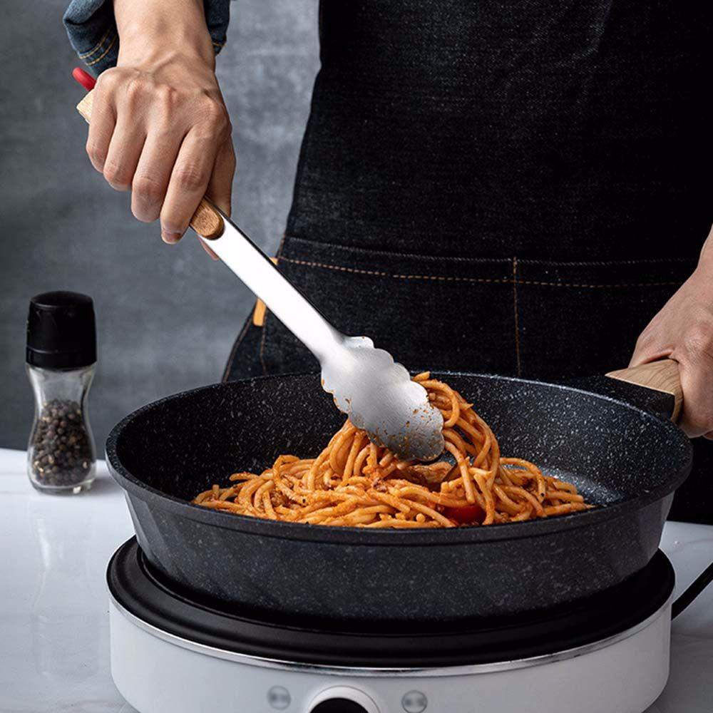 Kẹp Gắp Thức Ăn Bằng Thép Không Gỉ Với Tay Cầm Bằng Gỗ Tiện Dụng