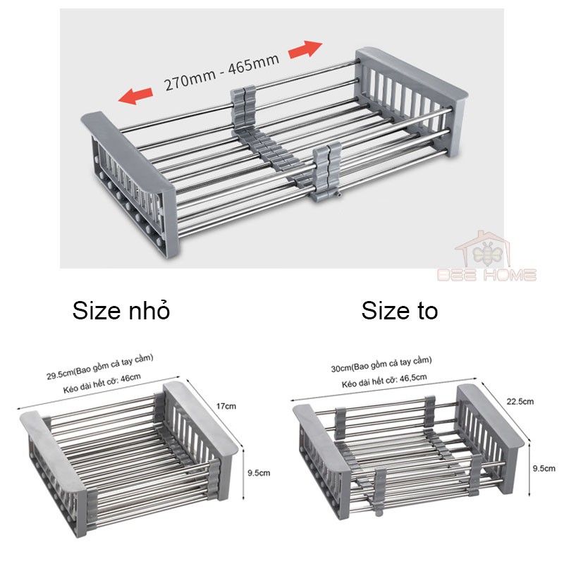 ( MỚI ) Khay Kệ Inox Đựng Chén Bát Kéo Xếp Bồn Rửa Chén - BEEHOME - Khay đựng chén bát, thực phẩm