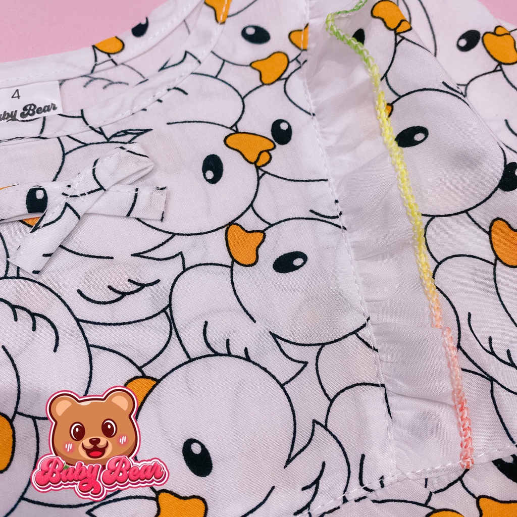 Bộ tole dài tay bé gái, bộ lanh bé gái phối bèo babydoll 7-48kg Baby Bear