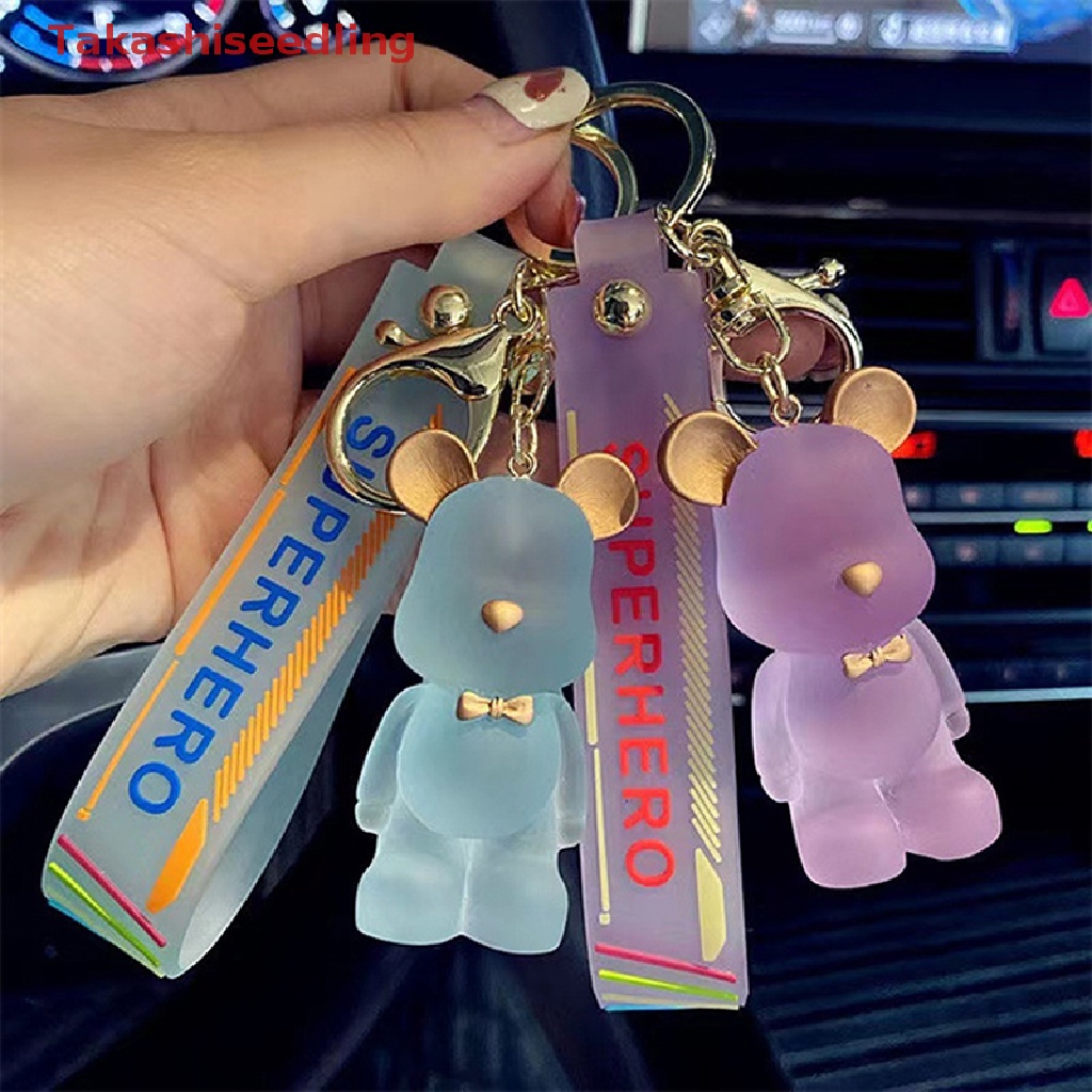 (Takashiseedling) Cute Crystal Keychain Charm Tie The Bear Pendant For Women Bag Car KeyRing Mobile Phone Fine Jewelry Accessories Kids Girl Gift