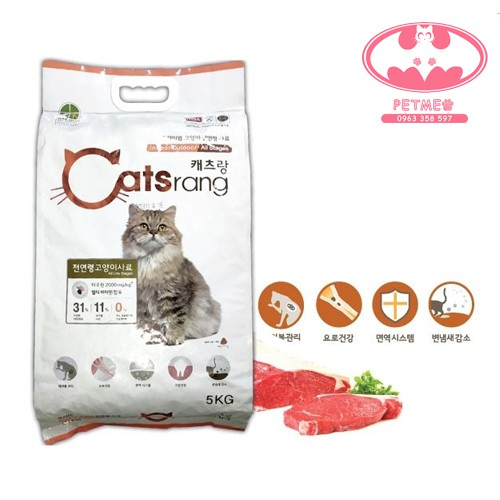 Thức ăn hạt Catsrang chất lượng số 1 Hàn Quốc túi 5kg dạng bao tiết kiệm - PETMEO