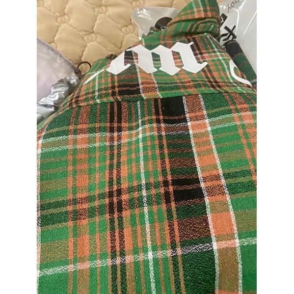 Áo Flannel unisex cúc bấm phong cách streetwear