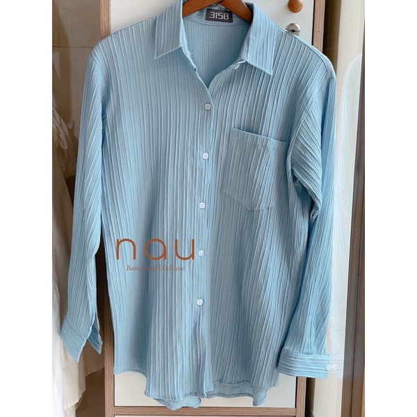 Áo sơ mi gân tay dài nhiều màu