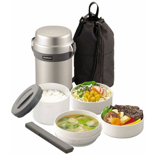 Hộp Cơm Giữ Nhiệt Zojirushi ZOCM-SL-JAF14 - 4 Ngăn - 1.3L - Hàng Chính Hãng (Xám/Bạc/Đỏ/Vàng)