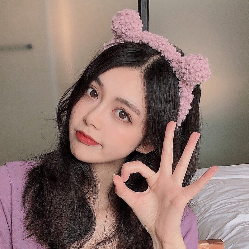 Cài Tóc Nhung Lông Phối Tai Gấu Bông Xinh Xắn Dễ Thương Cho Nữ