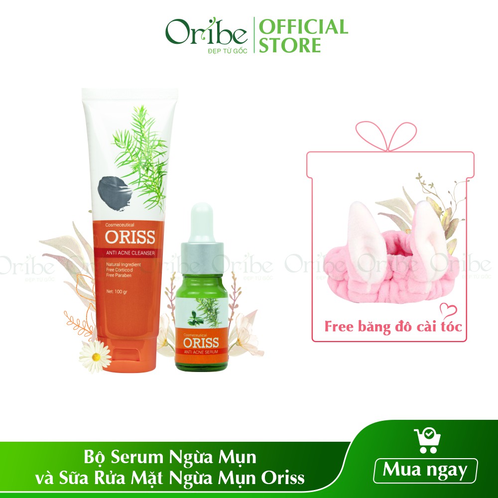 Combo Ngừa Mụn Mờ Thâm Oribe - Sữa Rửa Mặt Ngừa Mụn Oribe 100g + Serum ngăn ngừa mụn Oribe 10ml