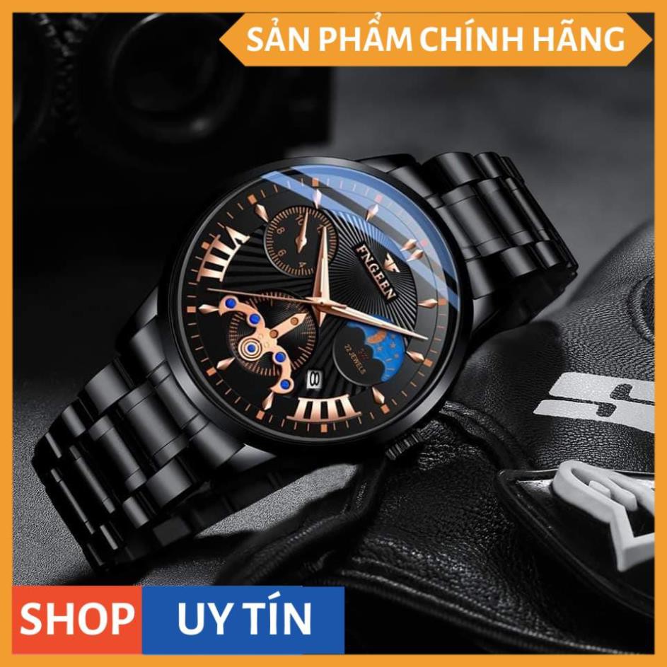 Đồng hồ nam chính hãng FNGEEN dây thép không rỉ, lên tay cực đẹp, giả cơ độc đáo (Tặng tháo mắc, vòng tỳ hưu, Mã: AF03)