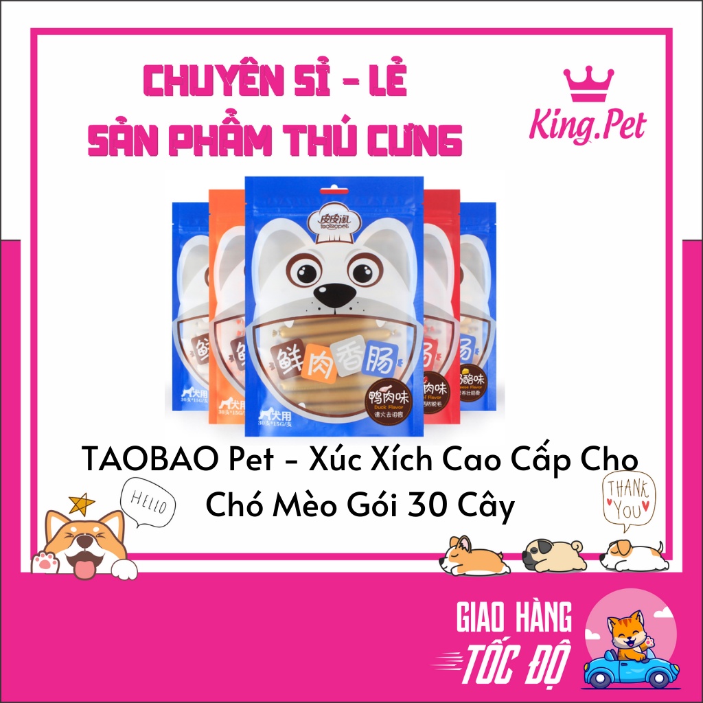 TAOBAO Pet - Xúc Xích Cao Cấp Cho Chó Mèo Gói 30 Cây