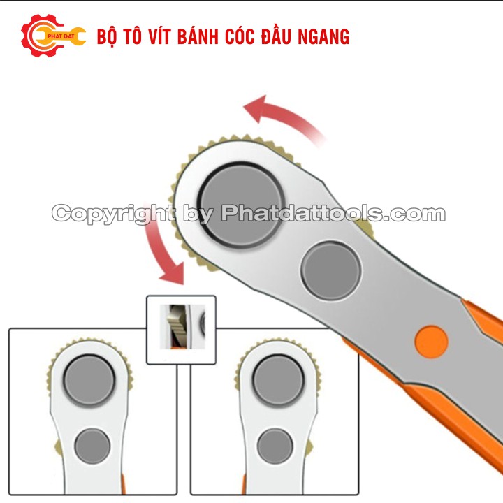 Tô Vít Bánh Cóc Đầu Ngang 2 Chiều Kèm 10 Đầu Vít Đa Năng