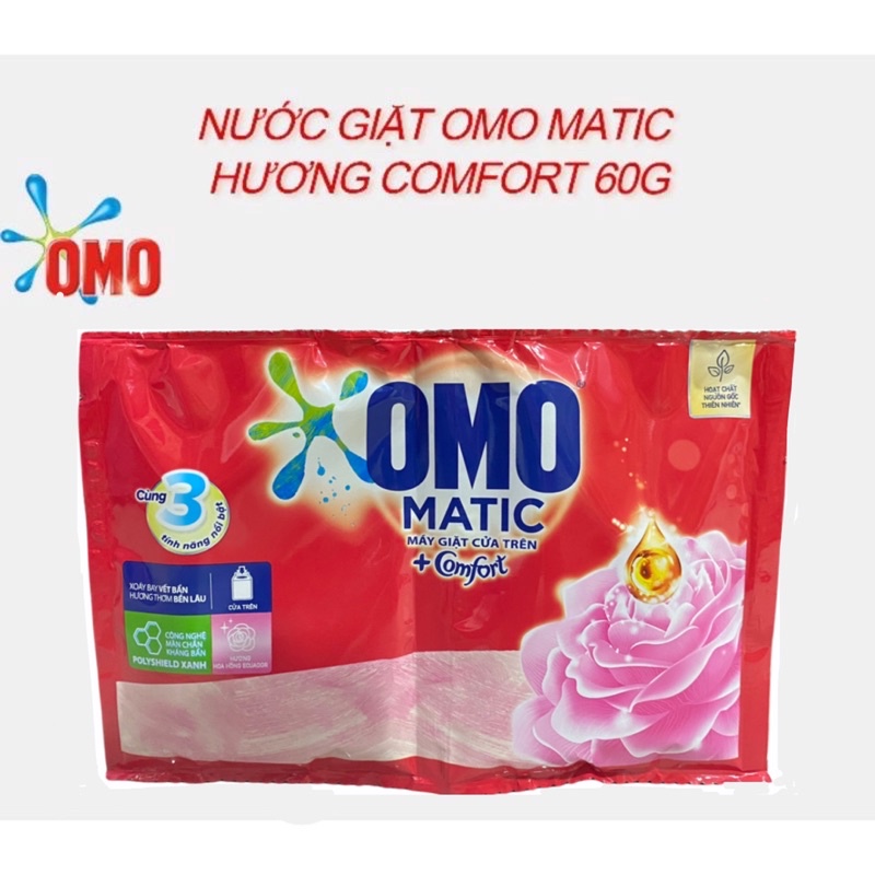 Set 2 Gói Nước Giặt OMO Matic Hương Comfort Tinh Dầu Thơm 60G