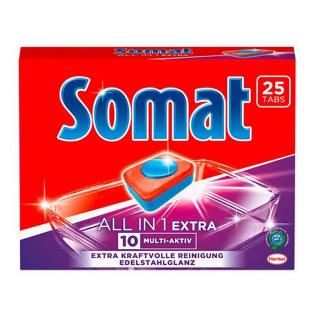  Viên rửa chén bát ly - SOMAT All in 1 - 10 Actions (25Viên ) made in Germany