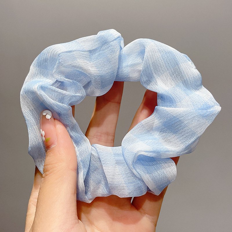 Dây cột tóc scrunchies hoa màu xanh phong cách Hàn Quốc DMX