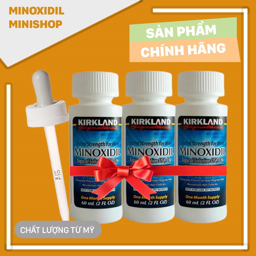 Minoxidil 5% Dạng Lỏng Mọc Râu Tóc Kirkland Mỹ Combo 3 Lọ
