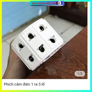 Phích Cắm Điện Chia 1 Ra 5 Lỗ Cắm Chân Tròn