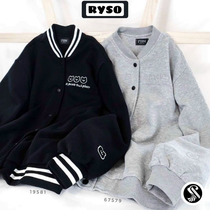 Áo Khoác Nỉ Bomber Thêu Gấu Cardigan Form Rộng Chất Nỉ Bông Dày Dặn Nữ Unisex