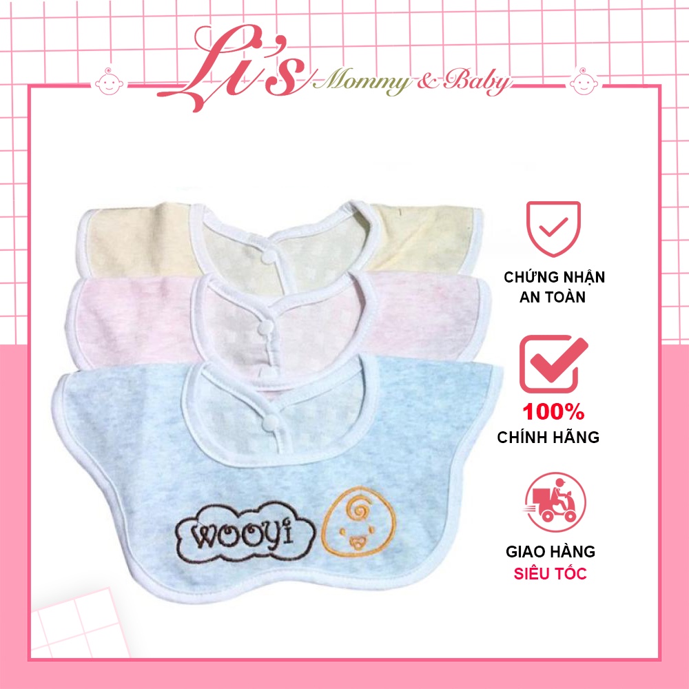 Yếm ăn dặm cho bé vải cotton sợi tre Wooyi hình hoa chống thấm siêu nhẹ set 3 cái Mã Y38