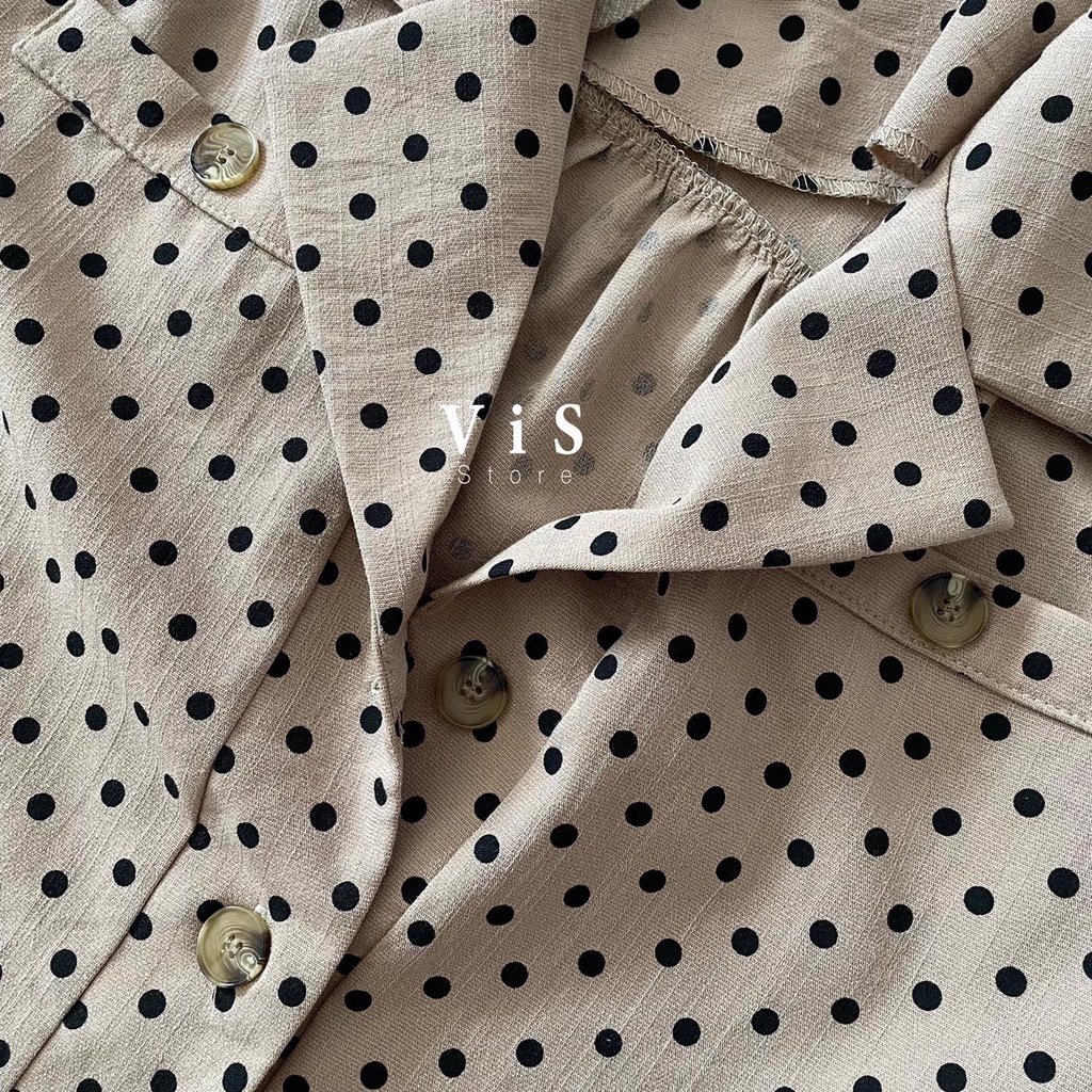 Áo sơ mi nữ tay dài chấm bi