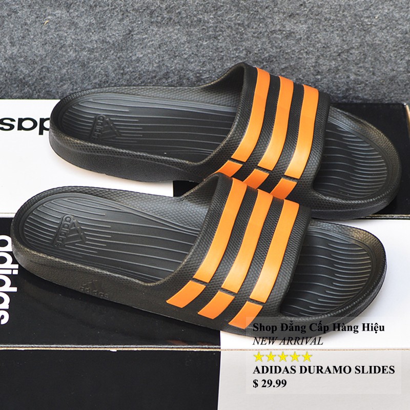 Dép Adidas Duramo màu đen sọc cam