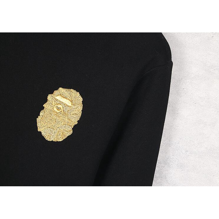 Áo sweater cổ tròn thêu hình Bape thời trang