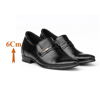 GIÀY ĐỘN NAM T&TRA CAO 6CM – S1083 ĐEN SỌC - DA BÒ THẬT 100%