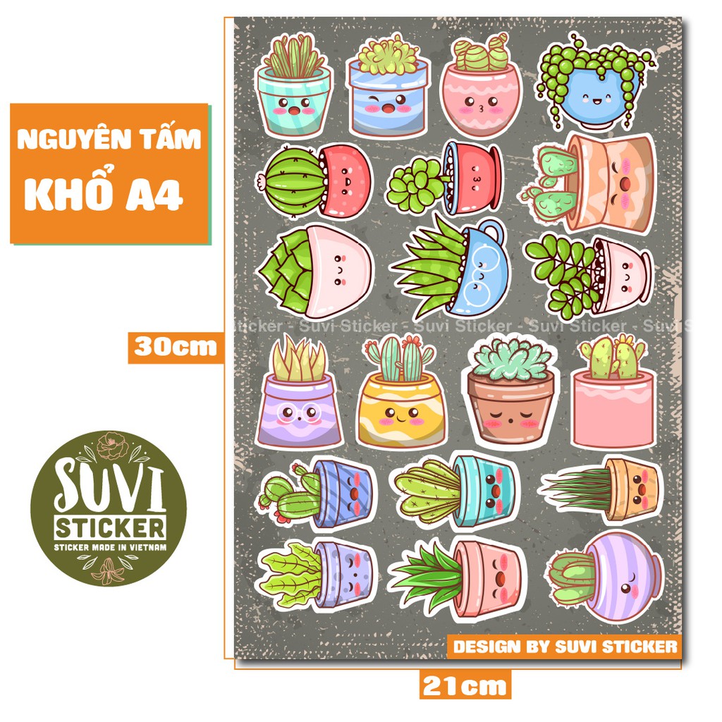 Single Sticker - Hình dán Xương Rồng chống nước sticker dán laptop, điện thoại, đàn guitar, mũ bảo hiểm, vali. SG17