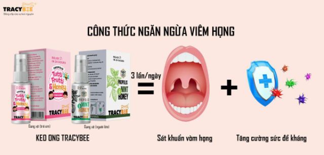 Keo ong xanh Tracybee hương vị bạc hè the mát dành cho người lớn và trẻ em trên 24 tháng tuổi-giảm viêm họng-ho -30ml