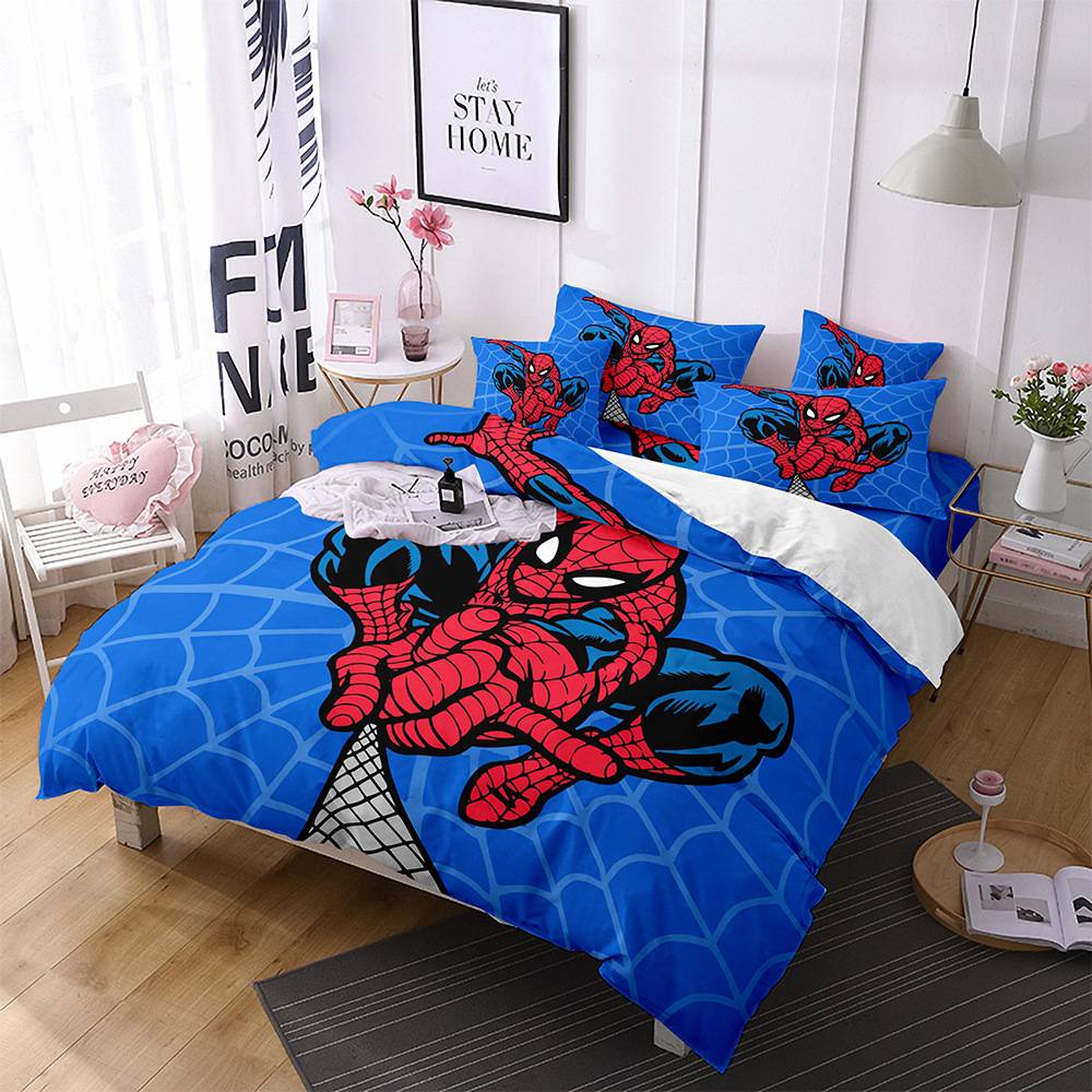 Bộ Ga Trải Giường 3 Trong 1 Thoải Mái In Hình Người Nhện marvel ty1
