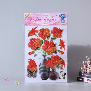 Tranh Hoa Nổi 3D Hình Bình Hoa Có sẵn Keo Dán Tường Siêu Dính Hàng Loại Đẹp