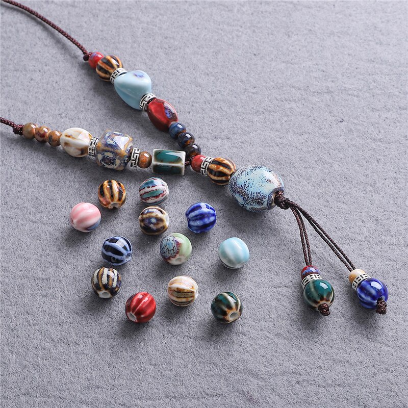 Set 10 hạt gốm sứ Beadia làm trang sức diy hình dưa hấu