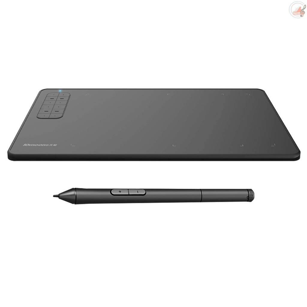 10moons G12 Graphics Drawing Tablet Ultralight Digital Art Creation Sketch 9.45 x 6 Inches with Battery-free Stylus 8 Pen Nibs 8192 Levels Pressure 12 Express Keys Compatible with Windows Android OTG for Drawing Designing Teaching Online Co