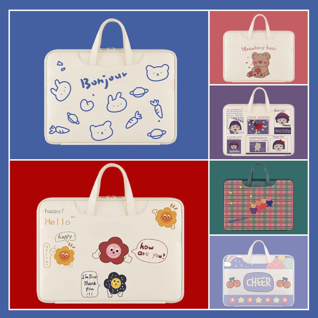 Túi đựng laptop 13 inch 13.3 inches 14.1 inches 15.6 inch in hoạt hình đáng yêu