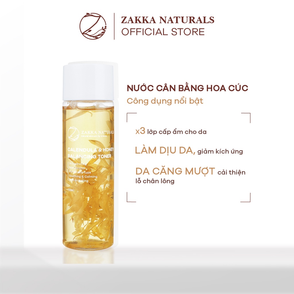 Toner (Nước Cân Bằng) Hoa Cúc Zakka Naturals Calendula & Honey Balancing Toner 150ml