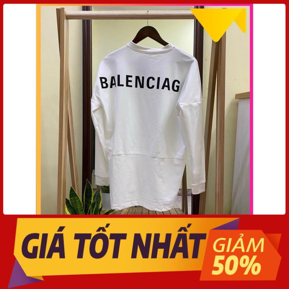 Áo thun Balen Sweater ( lưng áo ), áo phông dài tay form rộng Hottrend2021 ( Nam, Nữ ) ( Màu Trắng ) Đẹp