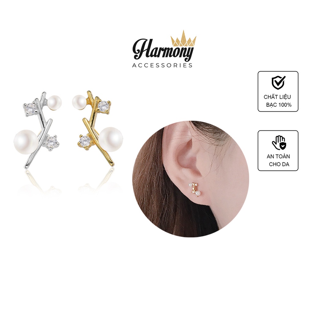 Bông tai ngọc trai nhân tạo chất liệu bạc nữ tính nhỏ nhắn Rosids | HARMONY ACCESSORIES K138